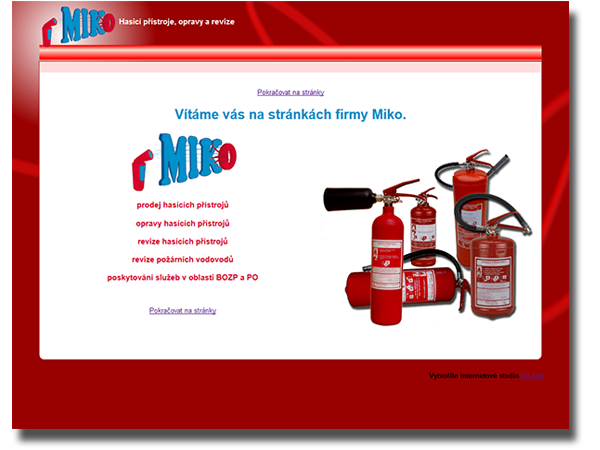 Webové stránky pro opravy, revize a prodej hasicích přístrojů