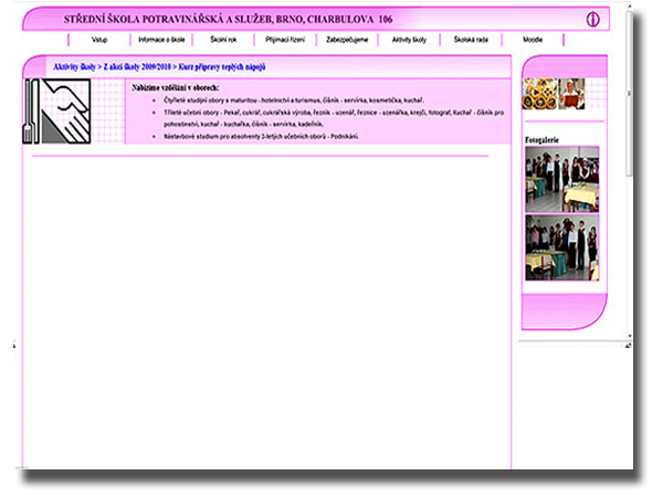 Webové stránky Střední školy Brno